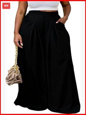Plus Size Wide Leg Palazzo Pants High Waisted Lounge Casual Flowy